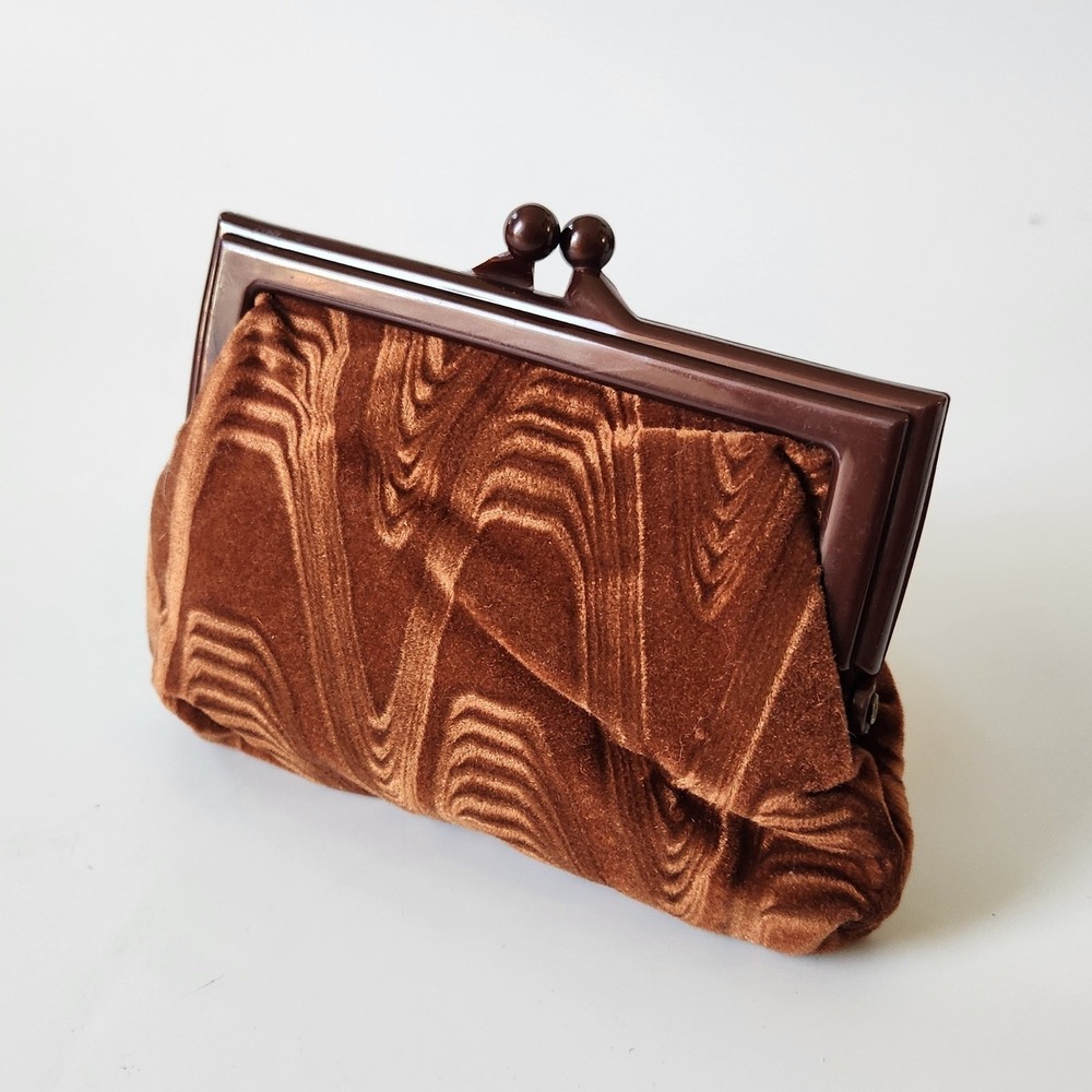 Vintage Retro Velour Kiss Lock Evening Clutch Purse Groovy RetroMCM